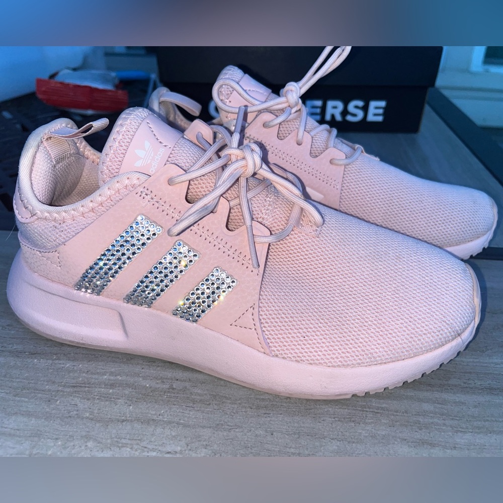New Custom Authentic Swarovski Crystal Pink Adidas Women’s 6